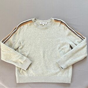 DKNY Women’s Light Gray Crew Neck Sweater with Stripe Accents Sz M
